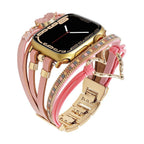 Correa de reloj inteligente multicapa, Apple Watch, adornada con un corazón y una piedra, para mujer, modelo Lazara