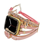 Correa de reloj inteligente multicapa, Apple Watch, adornada con un corazón y una piedra, para mujer, modelo Lazara