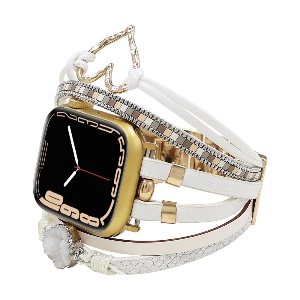 Correa de reloj inteligente multicapa, Apple Watch, adornada con un corazón y una piedra, para mujer, modelo Lazara