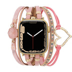 Correa de reloj inteligente multicapa, Apple Watch, adornada con un corazón y una piedra, para mujer, modelo Lazara