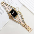 Correa de reloj inteligente multicapa, Apple Watch, adornada con un corazón y una piedra, para mujer, modelo Lazara
