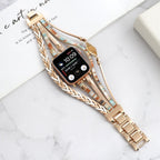 Correa multicapa para Apple Watch, tiras trenzadas y piedra central, para mujer, modelo Adla