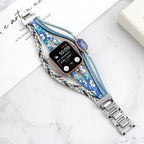 Correa multicapa para Apple Watch, tiras trenzadas y piedra central, para mujer, modelo Adla