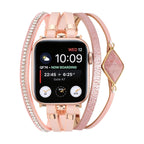 Correa multicapa para Apple Watch, tiras trenzadas y piedra central, para mujer, modelo Adla