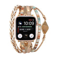 Correa multicapa para Apple Watch, tiras trenzadas y piedra central, para mujer, modelo Adla