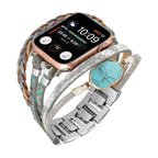 Correa multicapa para Apple Watch, tiras trenzadas y piedra central, para mujer, modelo Adla