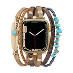 Correa de reloj inteligente multicapa, Apple Watch, piedras naturales y pluma, para mujer, modelo Lyxia