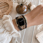 Correa de reloj para mujer con cordones múltiples, detalles dorados y piedras verdes, elegante accesorio de muñeca, Jaonie