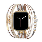 Correa de reloj para mujer con cordones múltiples, detalles dorados y piedras verdes, elegante accesorio de muñeca, Jaonie