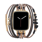Correa de reloj para mujer con cordones múltiples, detalles dorados y piedras verdes, elegante accesorio de muñeca, Jaonie