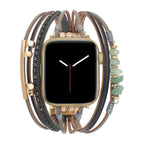 Correa de reloj para mujer con cordones múltiples, detalles dorados y piedras verdes, elegante accesorio de muñeca, Jaonie