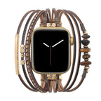 Correa de reloj para mujer con cordones múltiples, detalles dorados y piedras verdes, elegante accesorio de muñeca, Jaonie