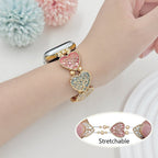 Correa elástica Apple Watch, eslabones de corazón esmaltados con motivo árbol de la vida, modelo Cabra