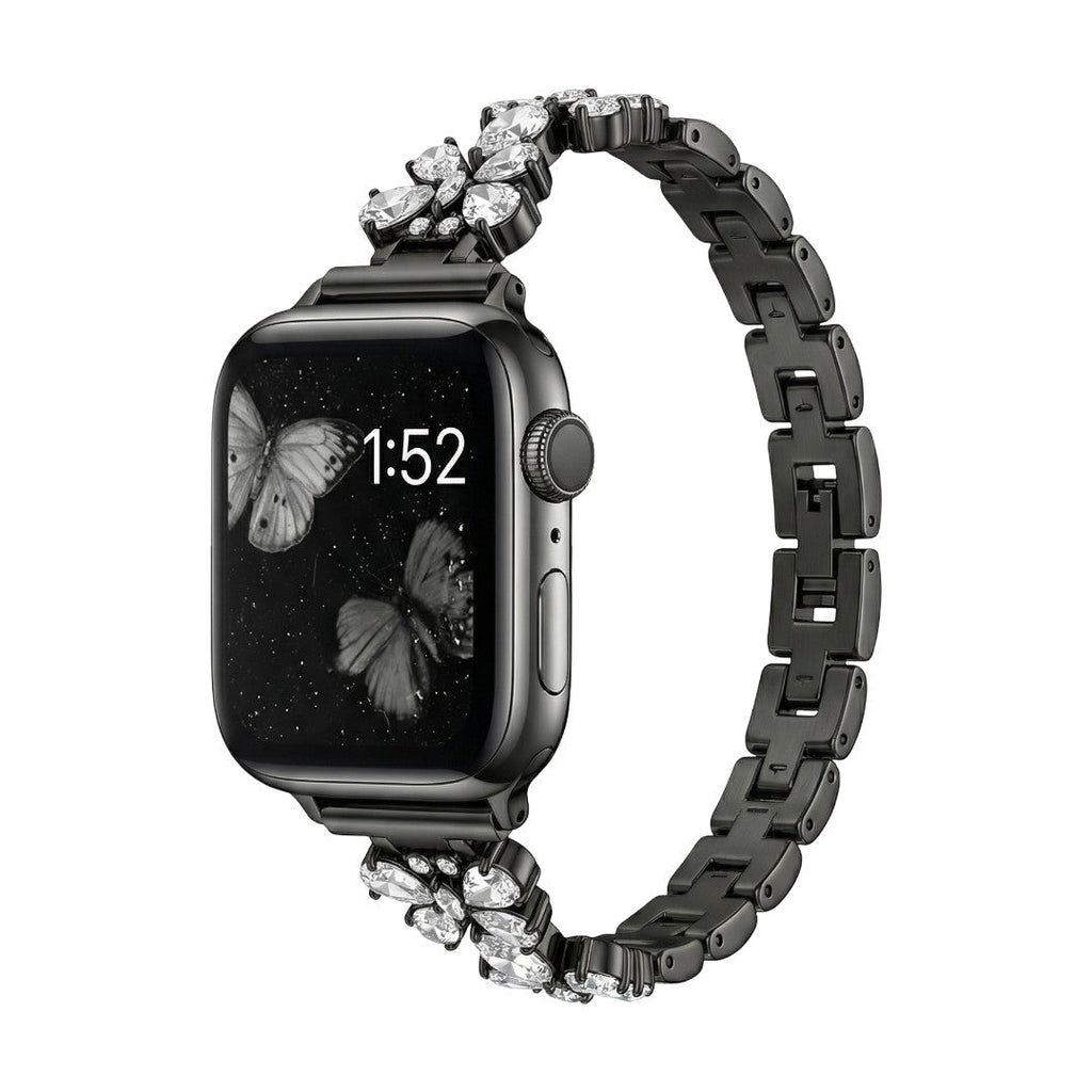 Correa Apple Watch con eslabones mariposa engastados de circonitas, para mujer, modelo Parina