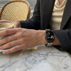 Correa Apple Watch con eslabones mariposa engastados de circonitas, para mujer, modelo Parina