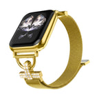 Pulsera de malla para Apple Watch, acero inoxidable con cierre magnético, adorno de cruz con circonita, modelo Aménia
