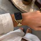 Pulsera de malla para Apple Watch, acero inoxidable con cierre magnético, adorno de cruz con circonita, modelo Aménia