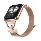 Pulsera de malla para Apple Watch, acero inoxidable con cierre magnético, adorno de cruz con circonita, modelo Aménia
