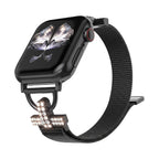 Pulsera de malla para Apple Watch, acero inoxidable con cierre magnético, adorno de cruz con circonita, modelo Aménia