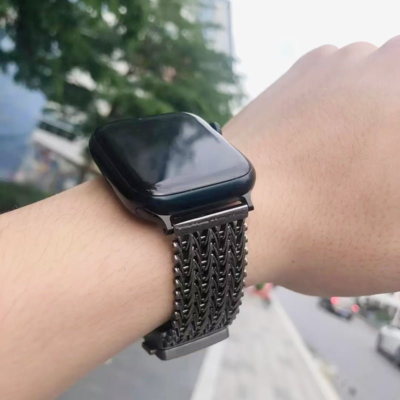 Correa de malla en V gruesa, irrompible, para Apple Watch, ajustable, modelo Forux