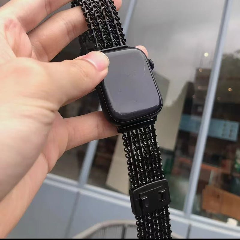 Correa de malla en V gruesa, irrompible, para Apple Watch, ajustable, modelo Forux