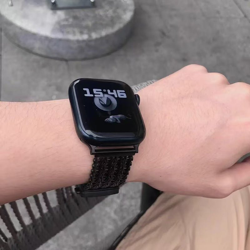 Correa de malla en V gruesa, irrompible, para Apple Watch, ajustable, modelo Forux
