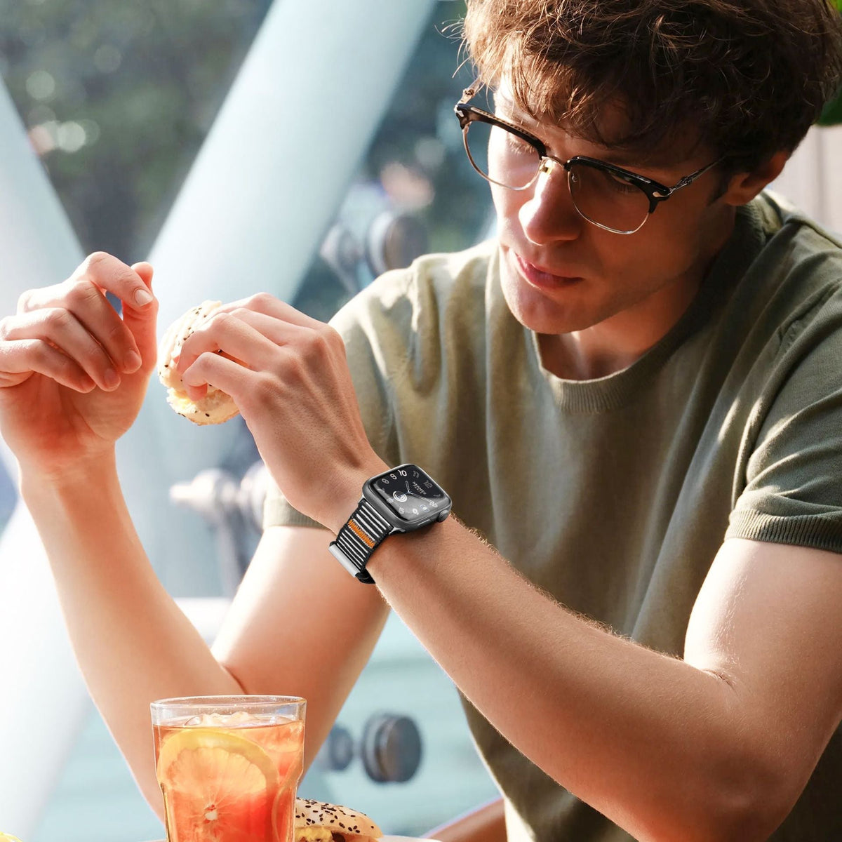 Correa de nailon a rayas, muy resistente, para Apple Watch, ajustable, modelo Dacota