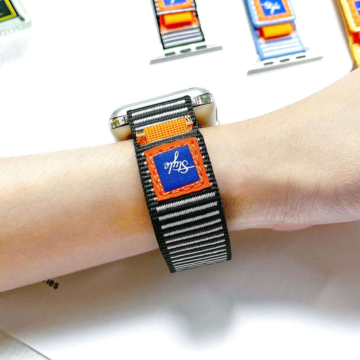 Correa de nailon a rayas, muy resistente, para Apple Watch, ajustable, modelo Dacota