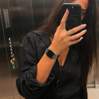 Pulsera de nailón elástico para Apple Watch, conectores de acero inoxidable con motivo de corona engastada en cristales, ajustable y ligera, modelo Irène