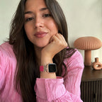 Pulsera de nailón elástico para Apple Watch, conectores de acero inoxidable con motivo de corona engastada en cristales, ajustable y ligera, modelo Irène