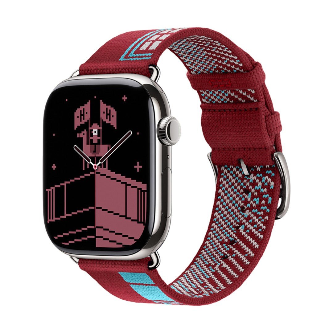 Correa de nylon tejido para Apple Watch, motivo geométrico pixelado, hebilla de espiga, modelo Aréna