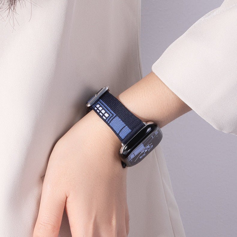 Correa de nylon tejido para Apple Watch, motivo geométrico pixelado, hebilla de espiga, modelo Aréna