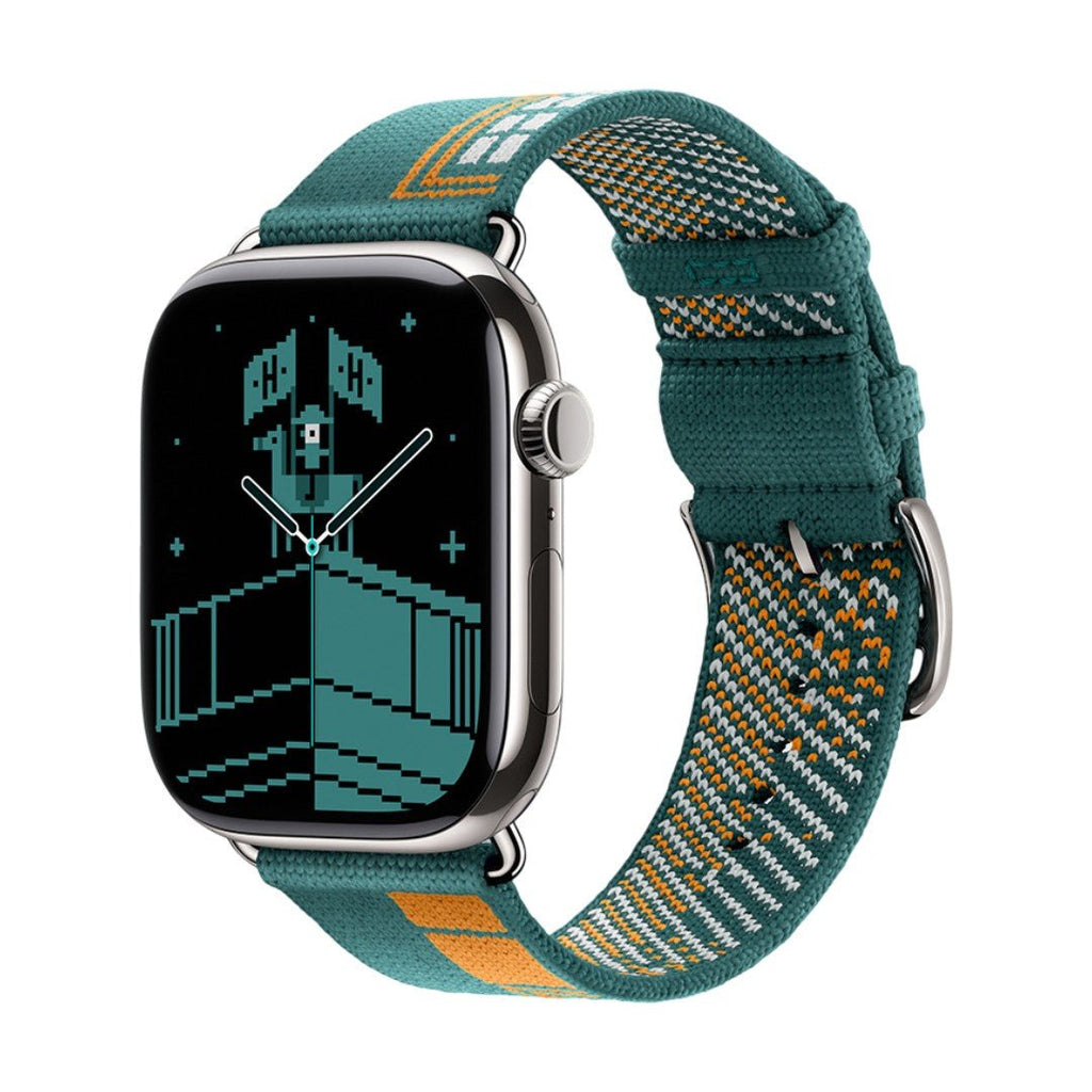 Correa de nylon tejido para Apple Watch, motivo geométrico pixelado, hebilla de espiga, modelo Aréna