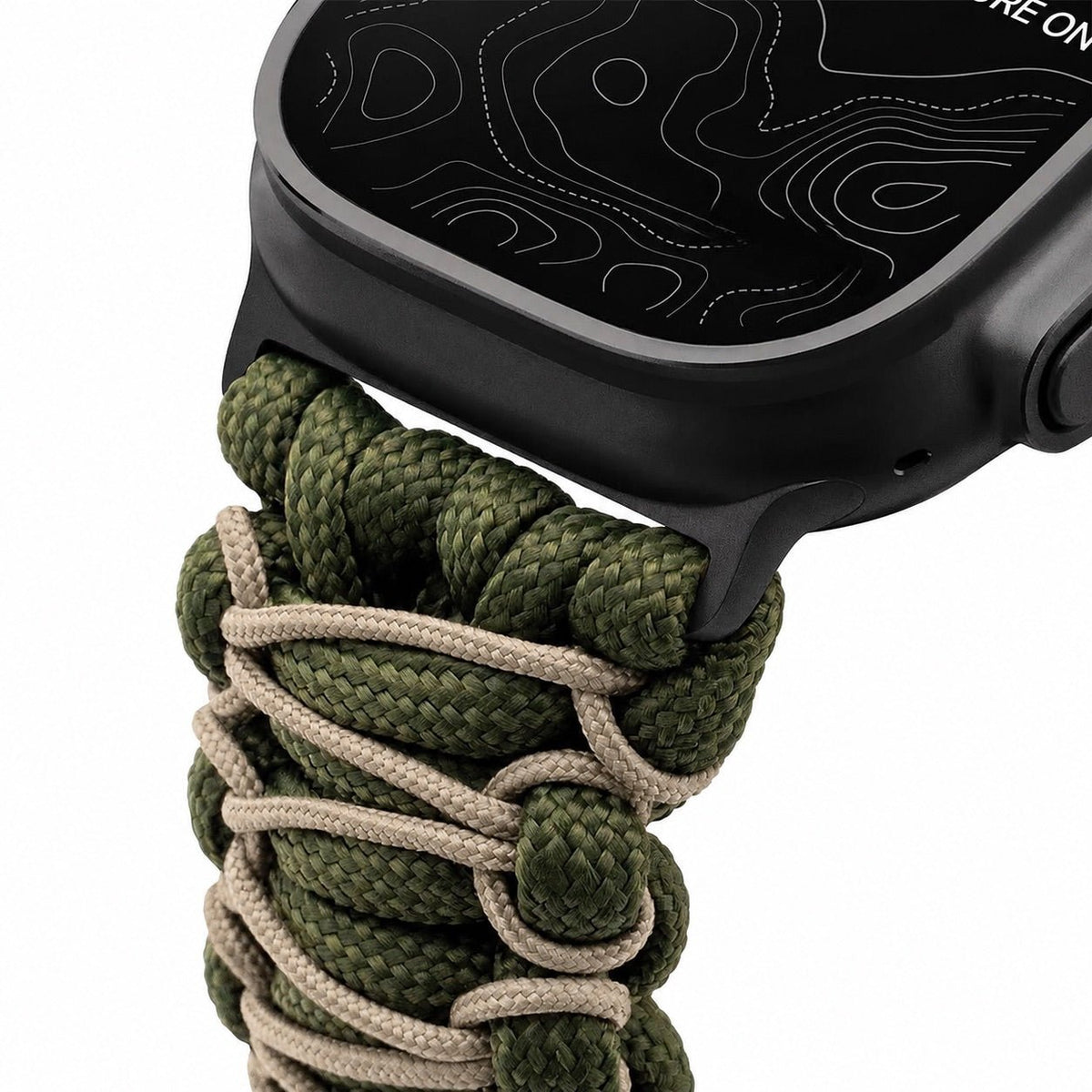 Paracord braided Apple Watch band, steel shackle clasp, for men, Bakari model