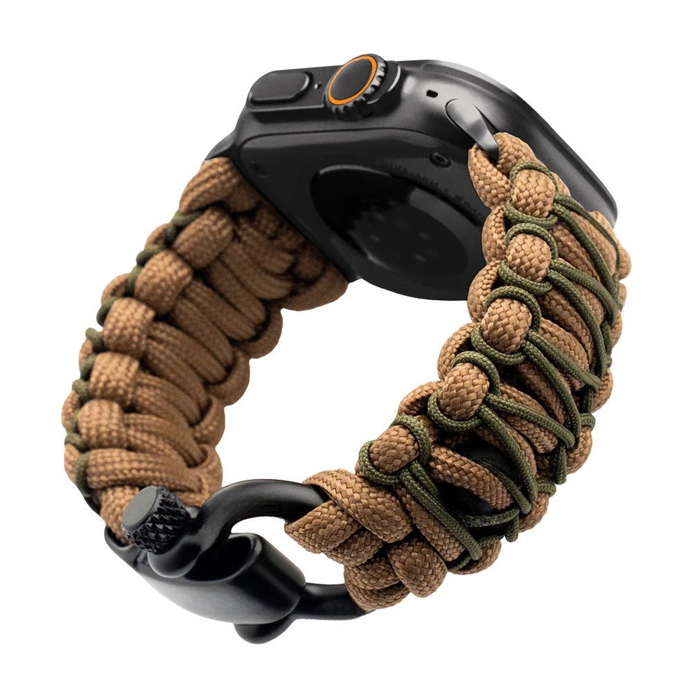 Paracord braided Apple Watch band, steel shackle clasp, for men, Bakari model