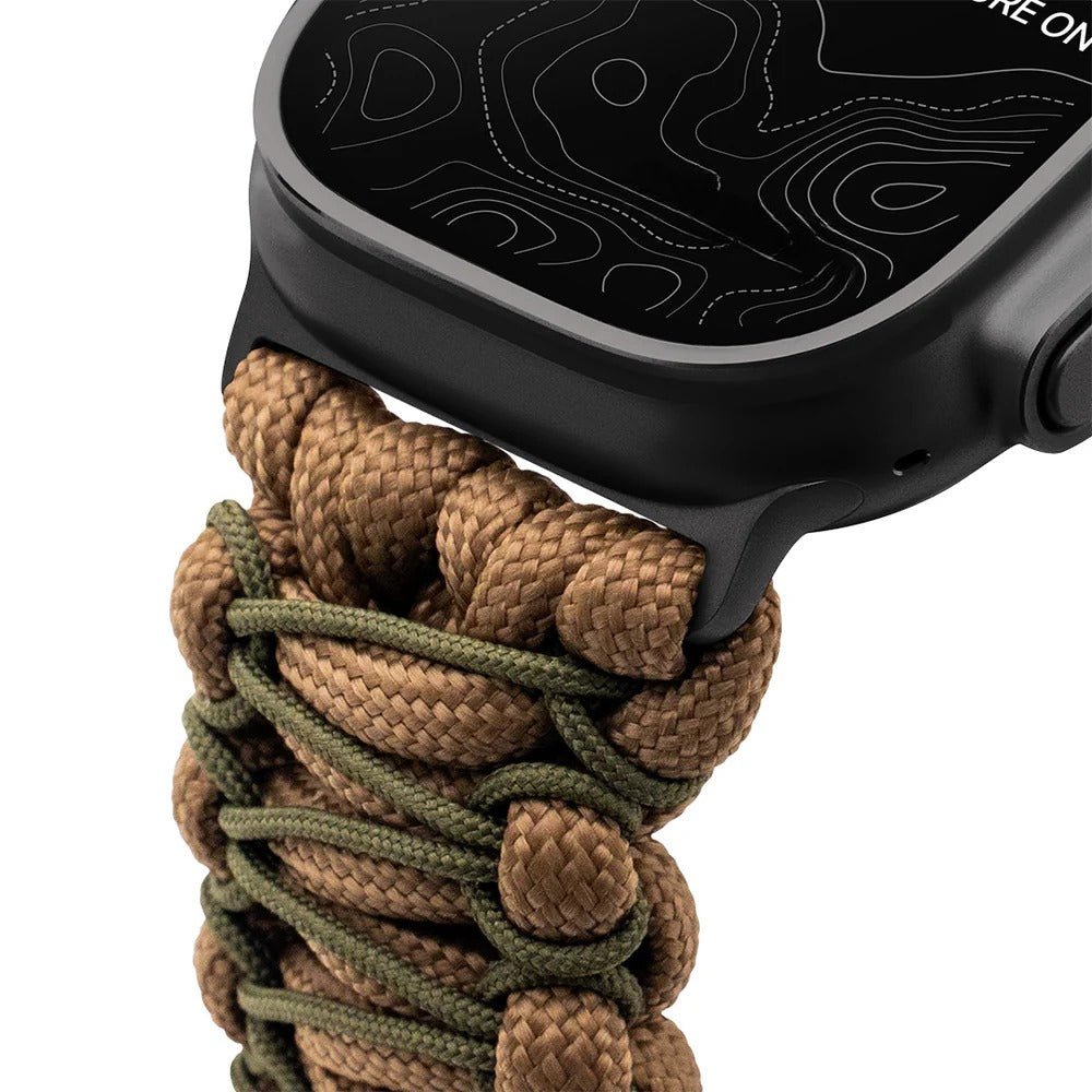Paracord braided Apple Watch band, steel shackle clasp, for men, Bakari model