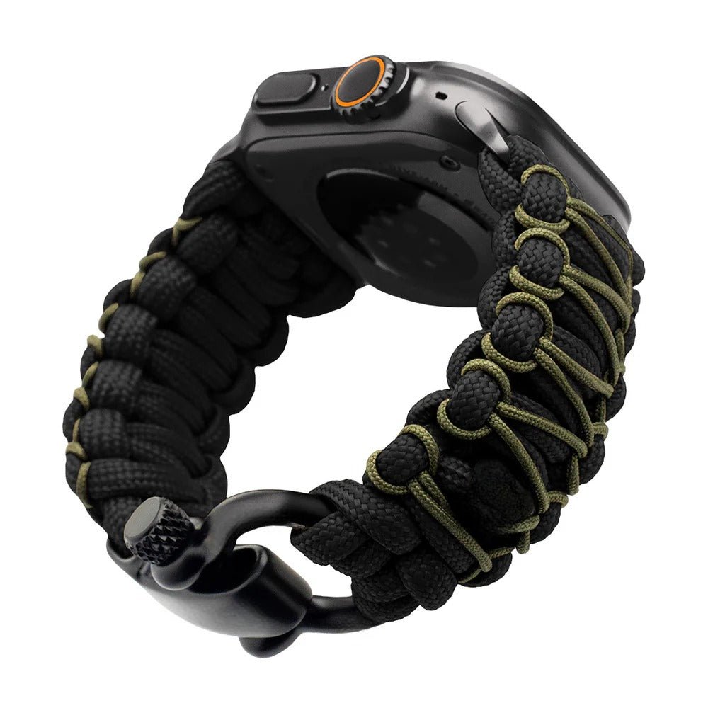 Paracord braided Apple Watch band, steel shackle clasp, for men, Bakari model