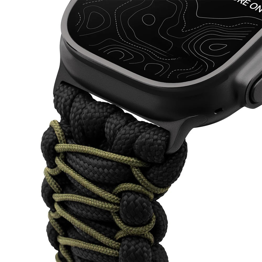 Paracord braided Apple Watch band, steel shackle clasp, for men, Bakari model