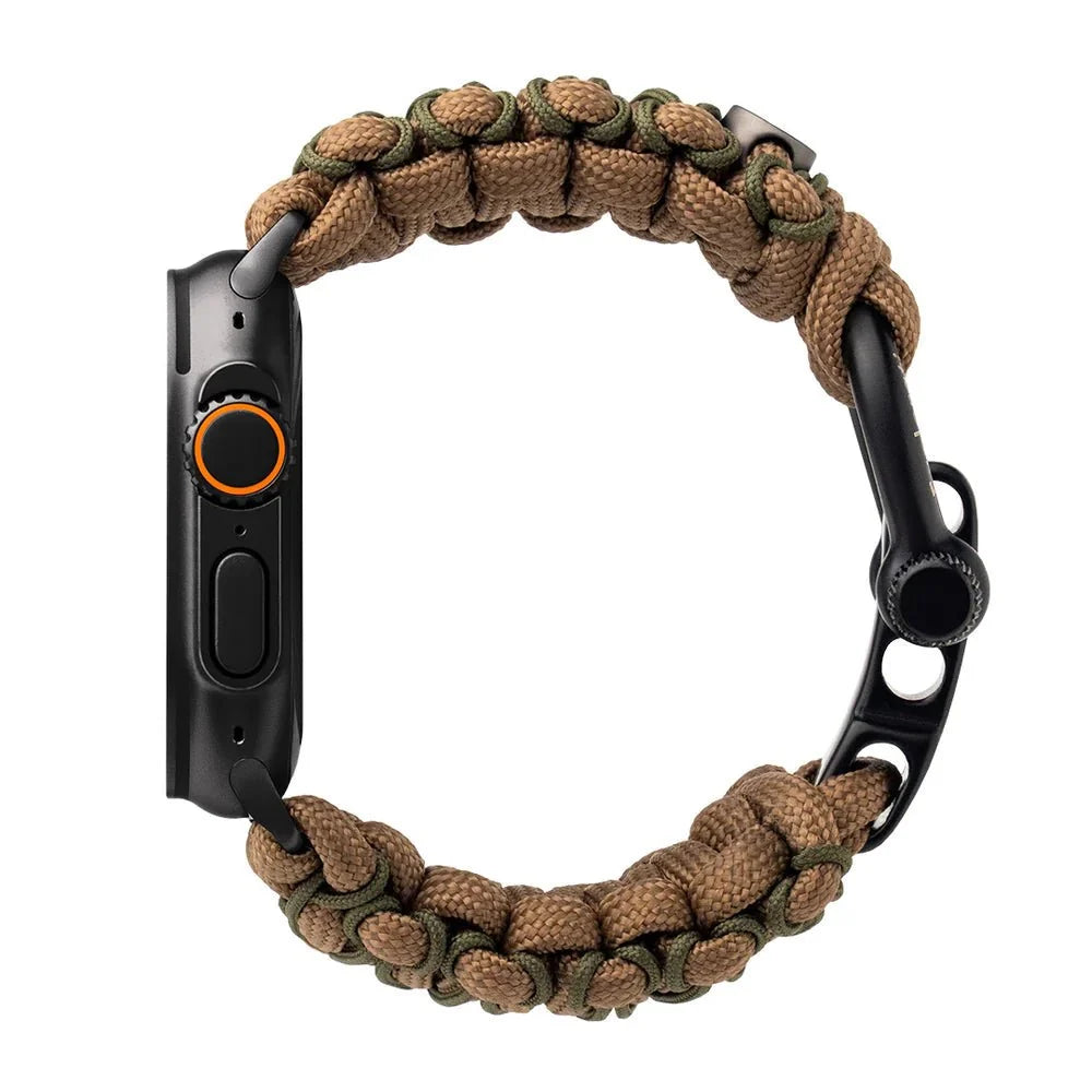 Paracord braided Apple Watch band, steel shackle clasp, for men, Bakari model