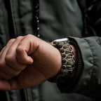 Paracord braided Apple Watch band, steel shackle clasp, for men, Bakari model