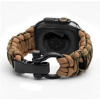 Paracord braided Apple Watch band, steel shackle clasp, for men, Bakari model