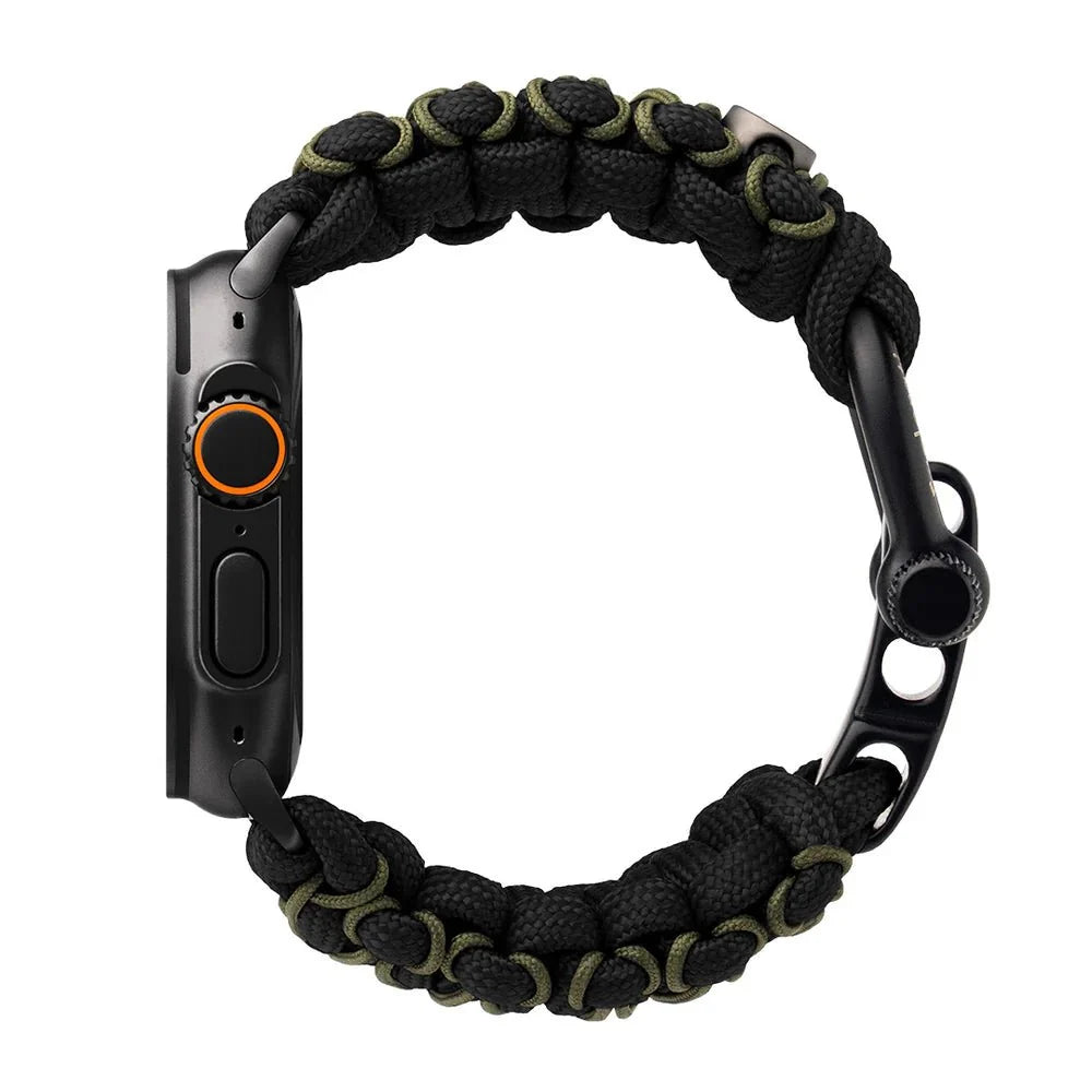 Paracord braided Apple Watch band, steel shackle clasp, for men, Bakari model