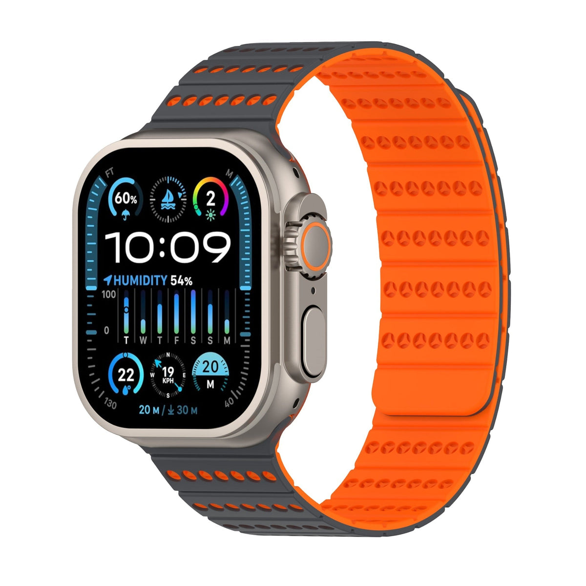 Correa de silicona técnica transpirable, cierre magnético, para Apple Watch, ajustable, modelo Fatal