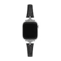 Correa fina para mujer, material sintético efecto cocodrilo, conectores con pedrería brillante, compatible con Apple Watch, elegancia en la muñeca, modelo Crozia