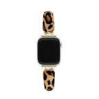 Correa leopardo para Apple Watch, estilo atrevido, acabados dorados brillantes y textura efecto pelo, modelo Keisha