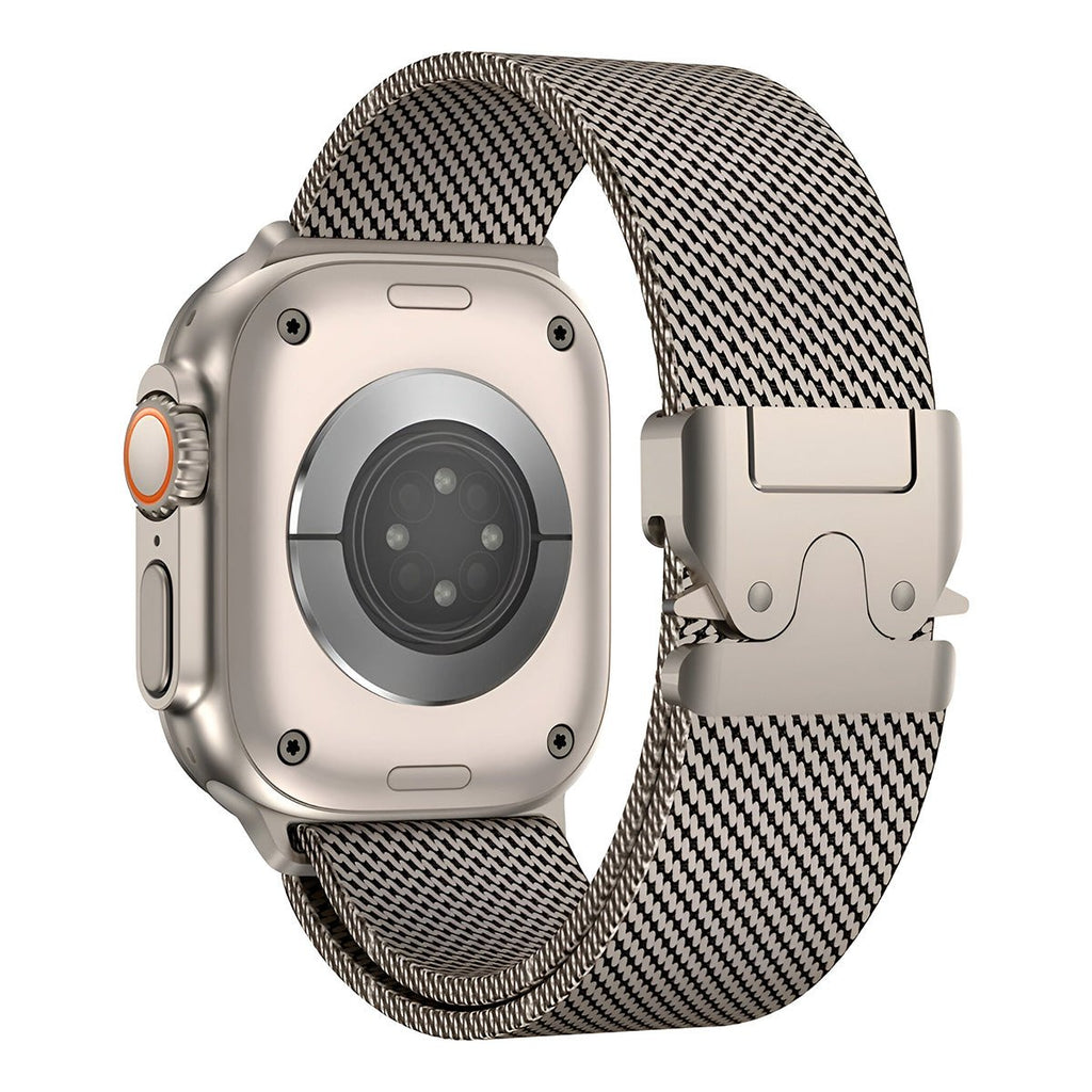 Correa de malla milanesa de acero inoxidable para Apple Watch con cierre táctico, modelo Raeko