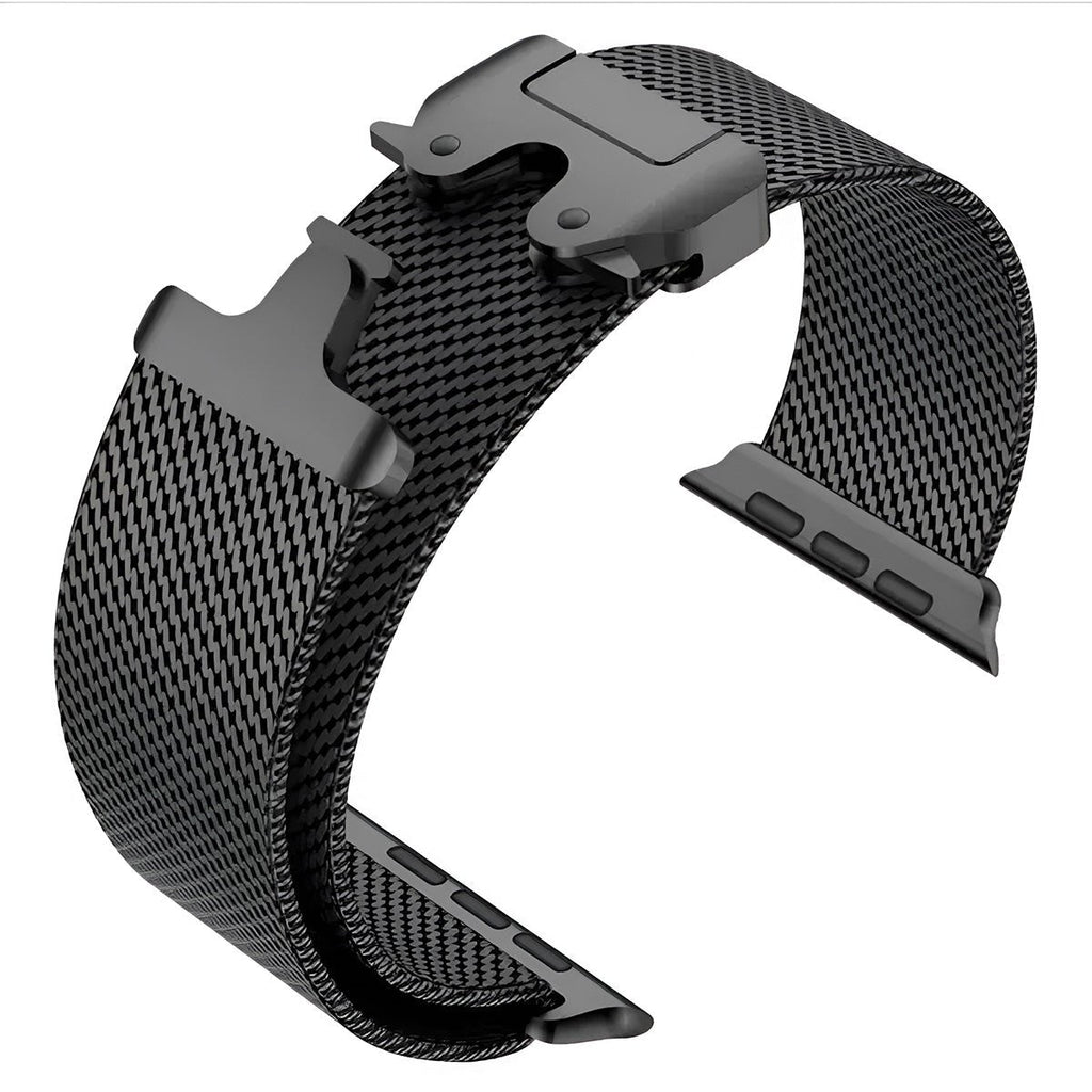 Correa de malla milanesa de acero inoxidable para Apple Watch con cierre táctico, modelo Raeko