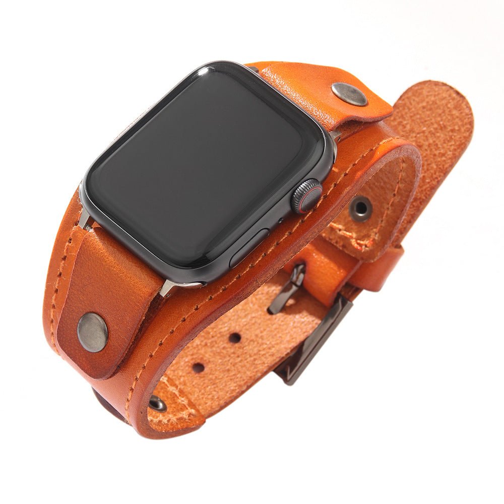 Correa tipo brazalete para Apple Watch, de cuero grueso ancho, estilo moderno, modelo Toré
