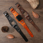 Correa tipo brazalete para Apple Watch, de cuero grueso ancho, estilo moderno, modelo Toré