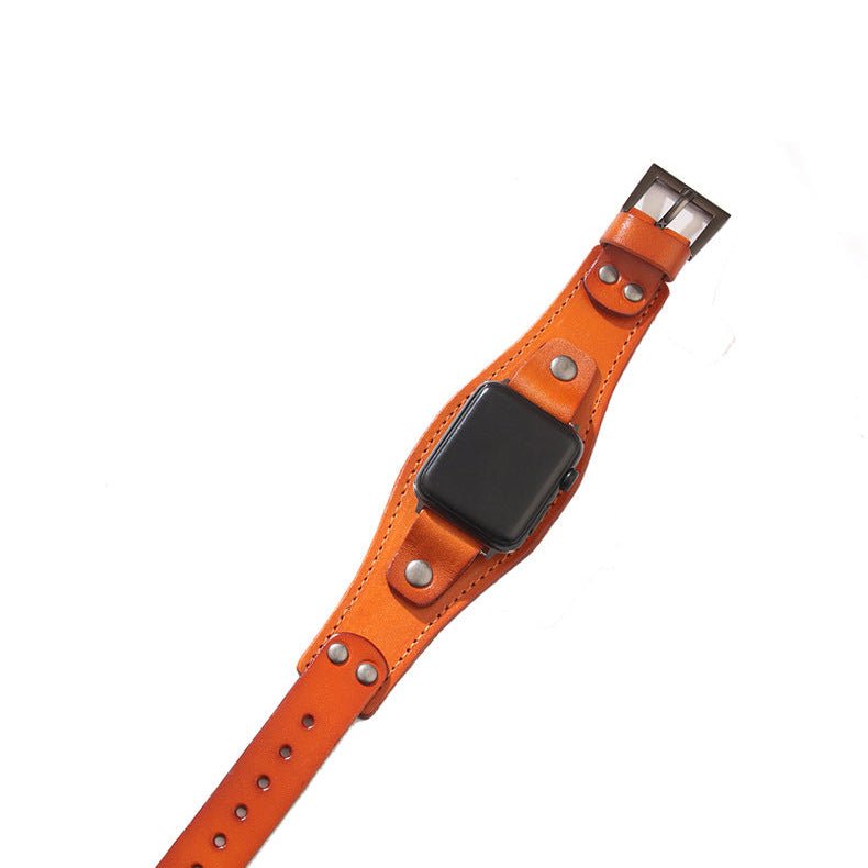 Correa tipo brazalete para Apple Watch, de cuero grueso ancho, estilo moderno, modelo Toré